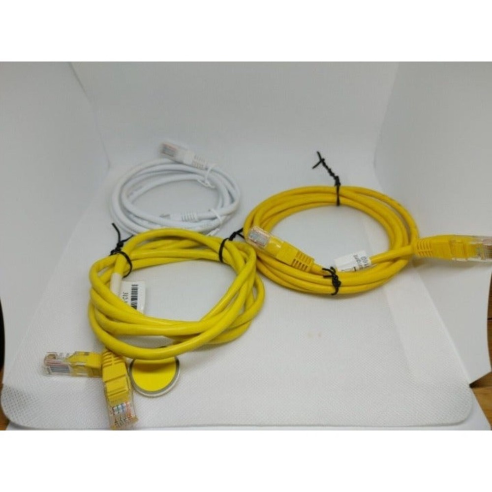 Lot of 3 Ethernet Patch Cables Cat5/5e 8 Connector RJ-45 Yellow/White READ!!-